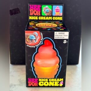 Needoh Nice Cream Cone Squishy Toy - Orange and cream
